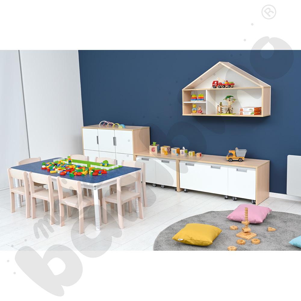 Szafka wisząca Kika - domek Quadro biały, skrzynia klon 