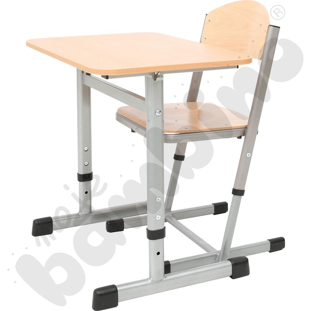 Stół IN-T 1-os. buk z krzesłem T wzmocnionym, rozm. 5-6, aluminium