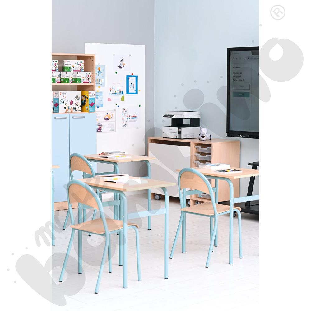 Stół Daniel 1-os. klon 375 z krzesłem P, rozm. 6, turkusowe