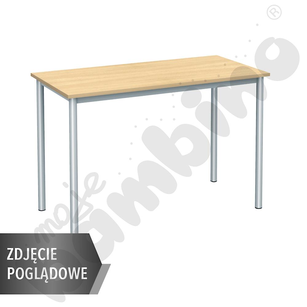 Stół Mila 130x50 rozm. 6, 2-os., stelaż aluminium, blat biały, obrzeże ABS, narożniki Proste