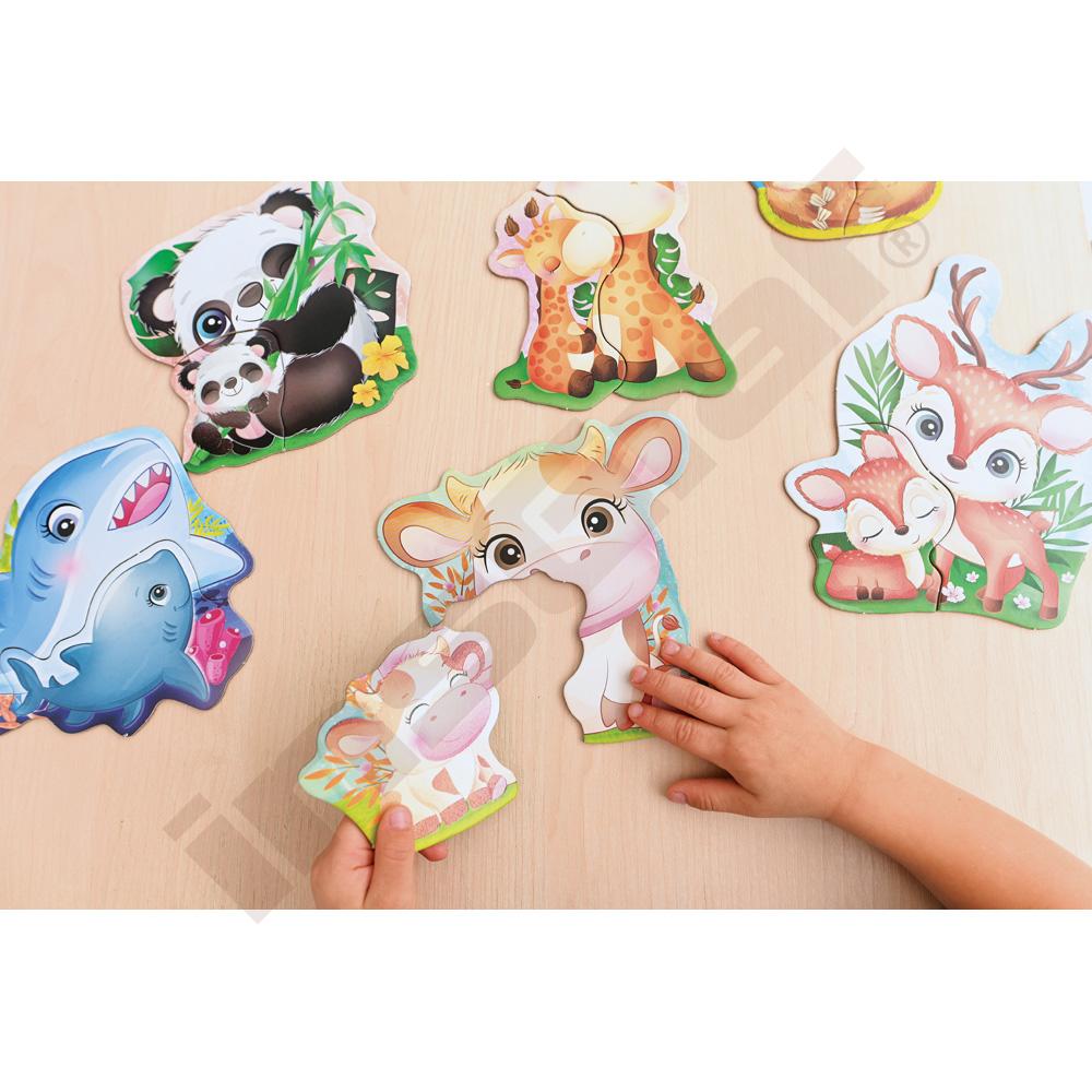 Matka a mláďa - Montessori dotykové puzzle