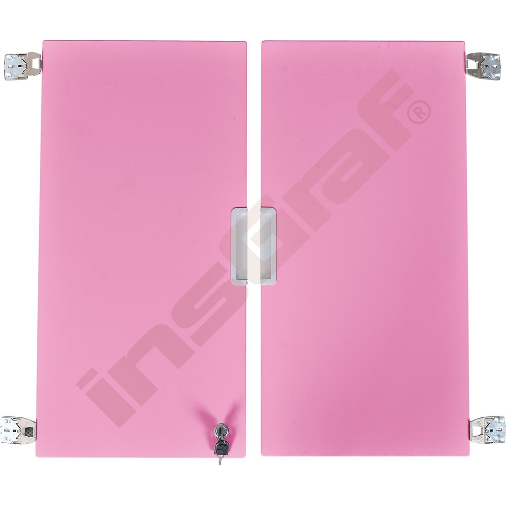 Quadro - střední dvířka se zámkem, 1 pár, 180 st. - růžová 