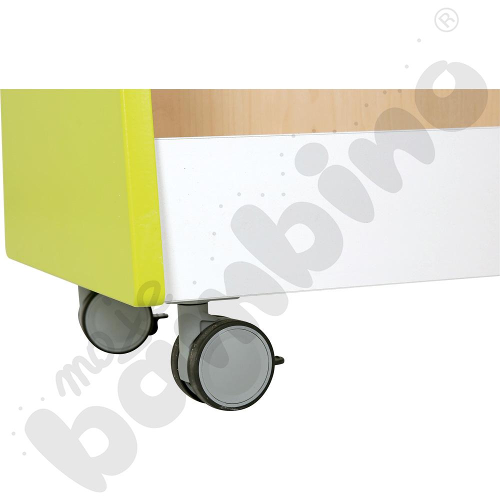 Quadro – dwustronna biblioteczka mobilna, limonkowa, skrzynia klon jasny