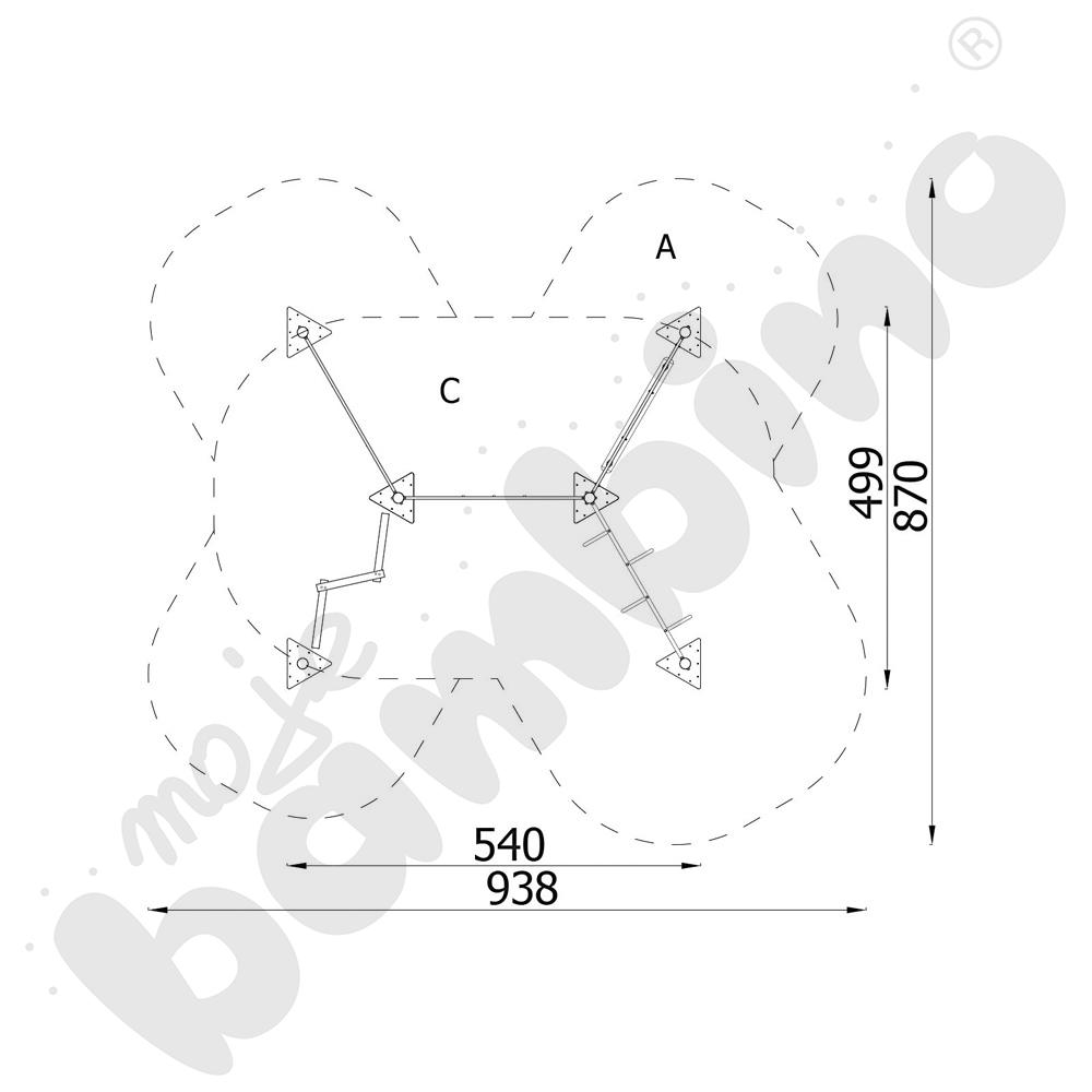 Zestaw Mini park linowy 1, metalowe słupy