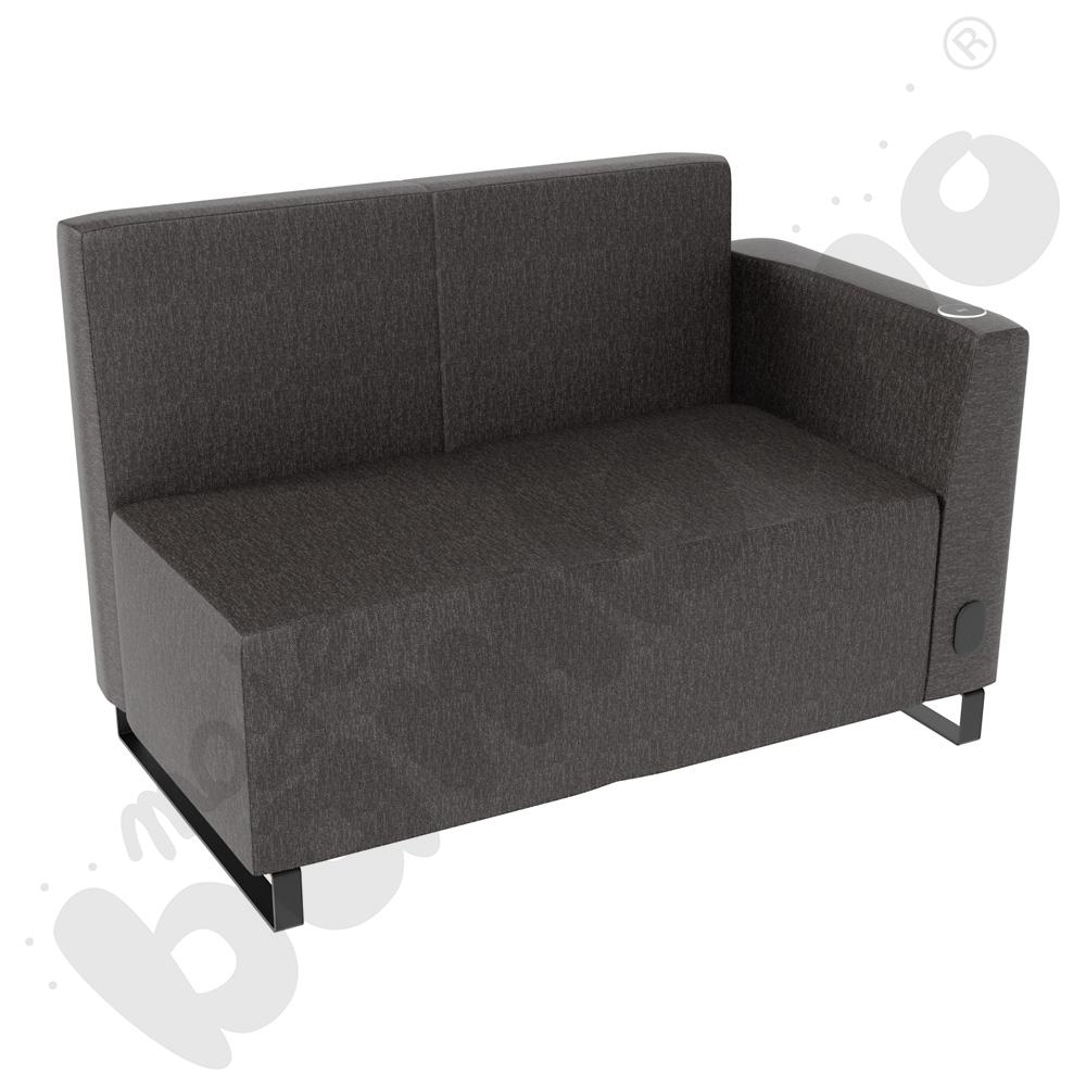 Sofa Universum 2-os. wys. 82 cm, bok niski prawy z gniazdkiem elektrycznym i indukcją, tkanina RO34