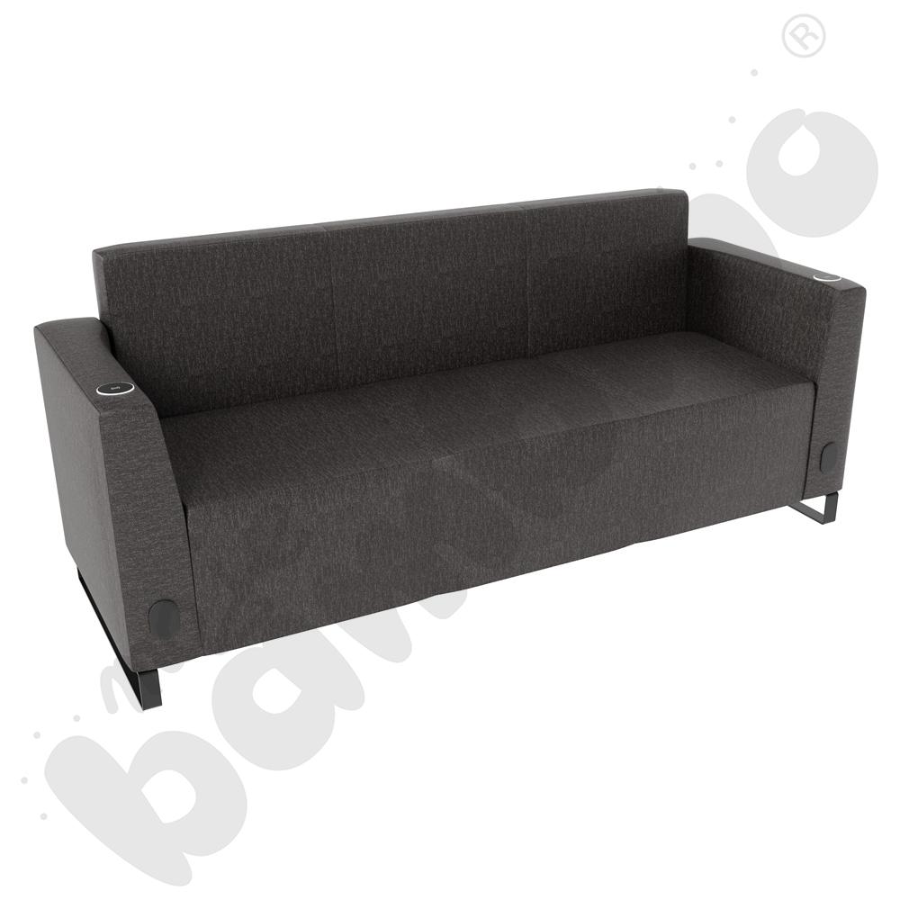Sofa Universum 3-os. wys. 82 cm, 2 boki niskie, oba z gniazdkiem elektrycznym i indukcją, tkanina RO34