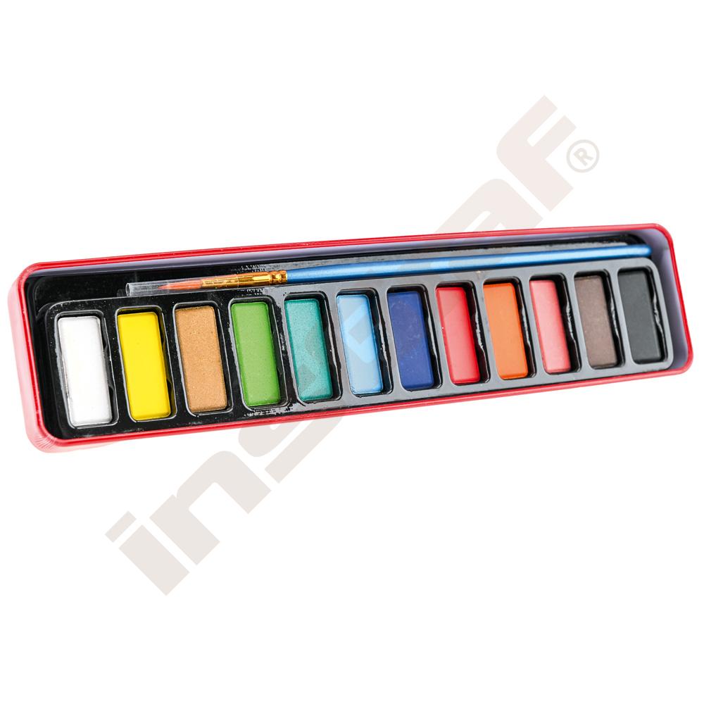 Aquarellfarben, 12 Farben, in Metallbox