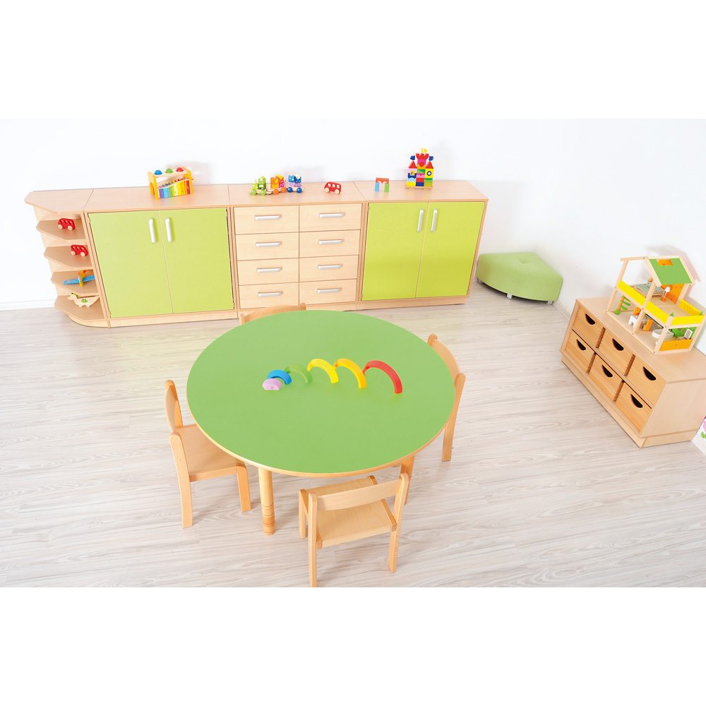 Okrúhly stôl Flexi, výška 40-58 cm - k stoličkám 21-35 cm (veľ. 1-3) - zelená