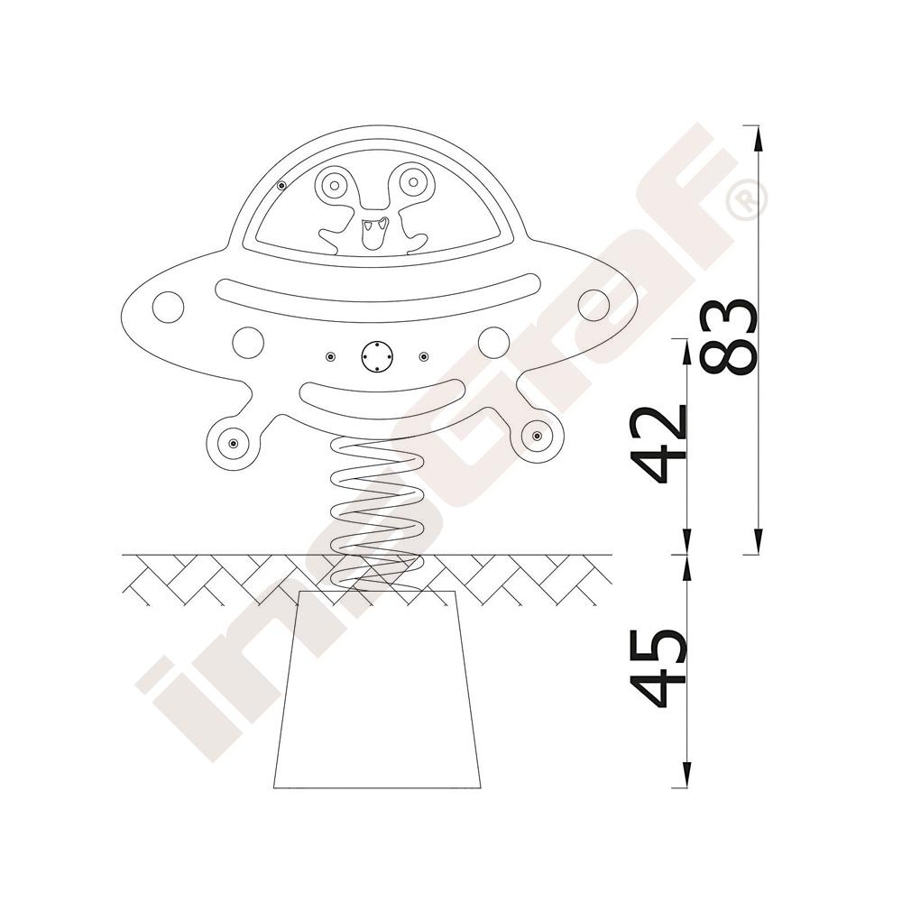 Universum - pružinová houpačka UFO s betonovou základnou 
