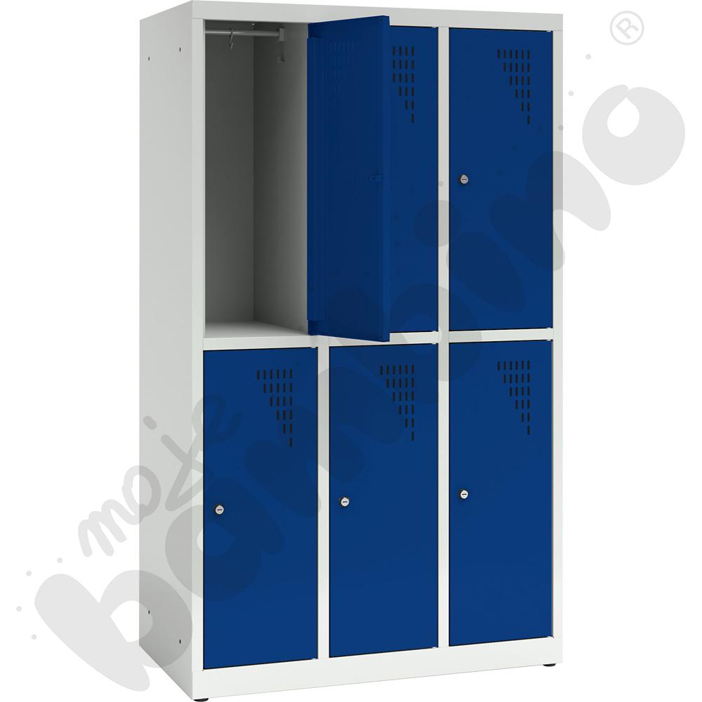 Szafa ubraniowa z 6 schowkami, 150 cm - drzwi granatowe