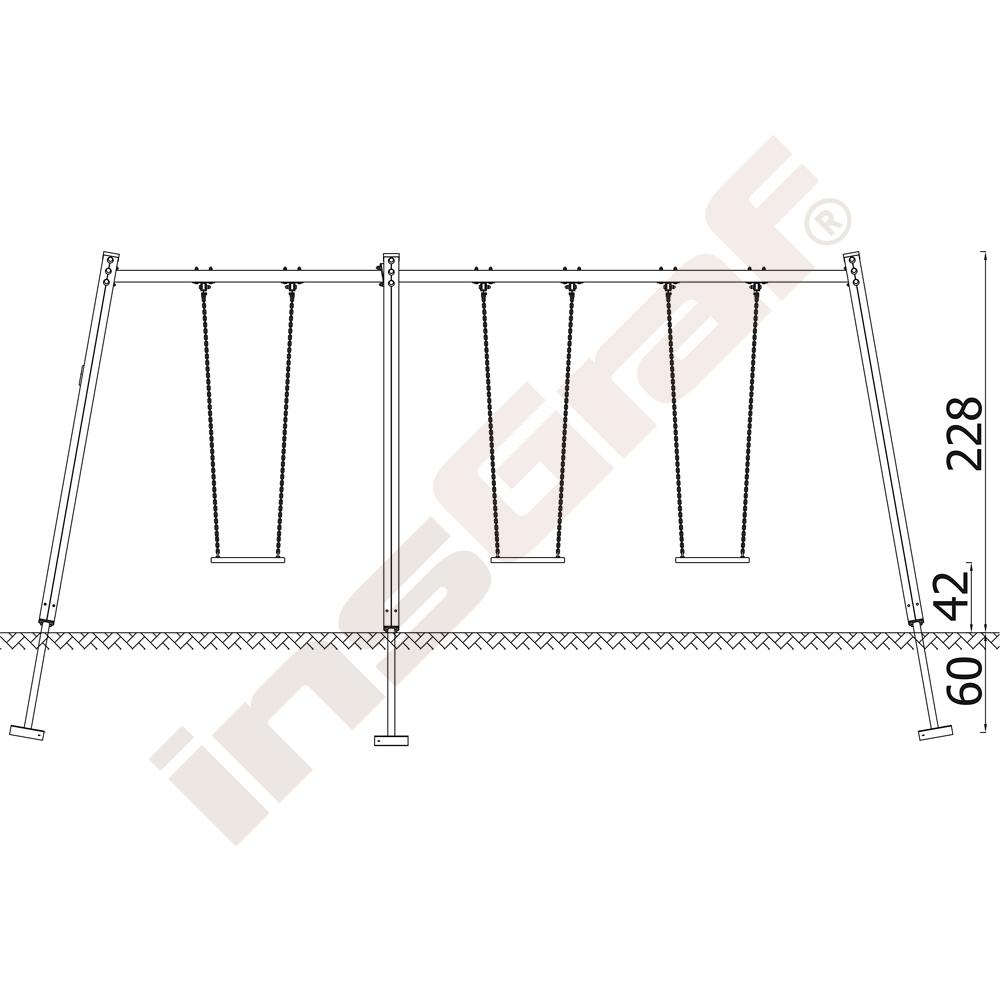Quadro Simple - trojdílná houpačková konstrukce - dřevěná 