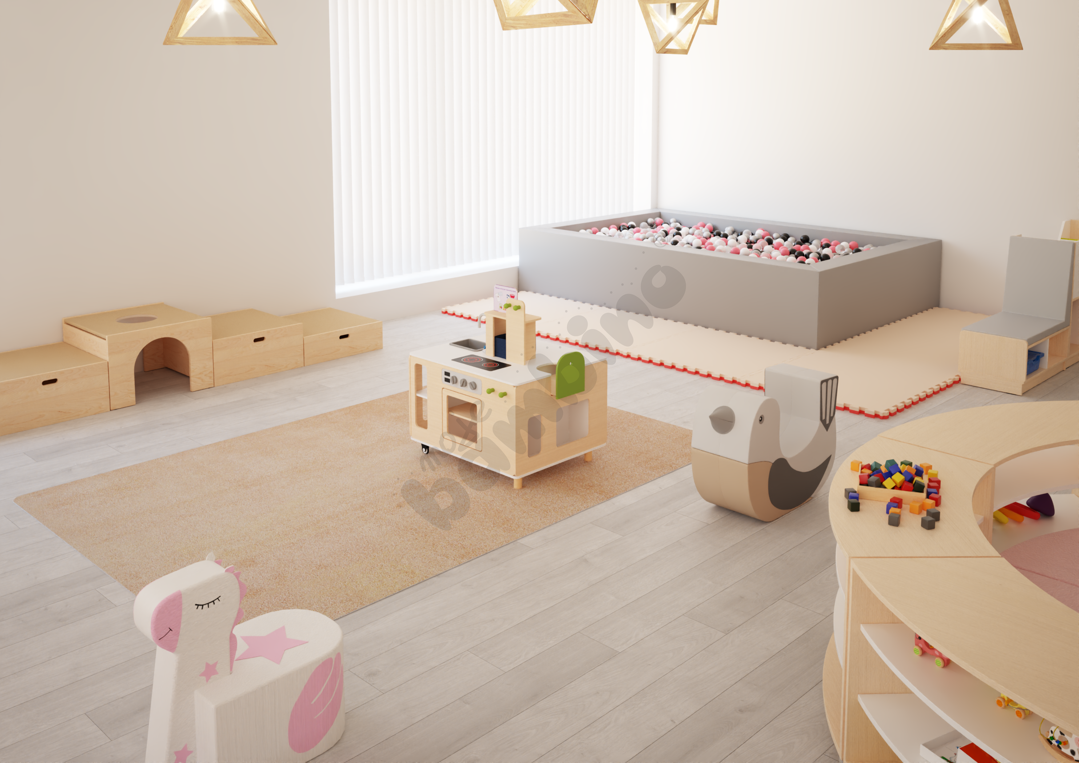 Sala przedszkolna Quadro w odcieniach różu