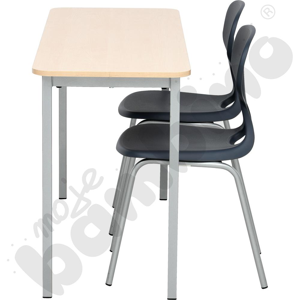 Stół Vorte 2-os., klon jasny z krzesłami Colores szarymi, rozm. 6