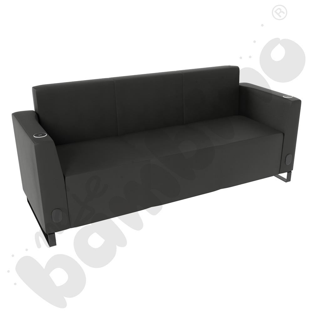 Sofa Universum 3-os. wys. 82 cm, 2 boki niskie, oba z gniazdkiem elektrycznym i indukcją, tkanina MT01