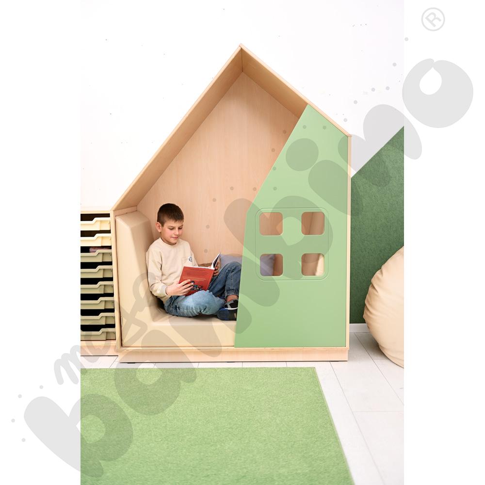 Quadro - szafka-domek - oliwkowa, skrzynia klon jasny