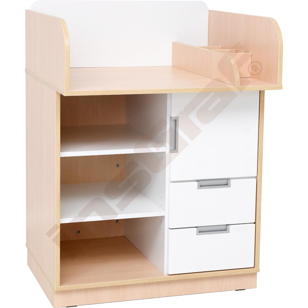 Wickelkommode Quadro, Ahorn Jylland, Fronten weiß