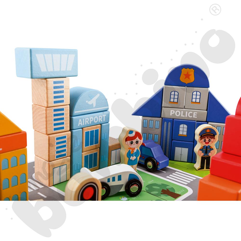 Klocki drewniane Miasto z akcesoriami, 100 elem.