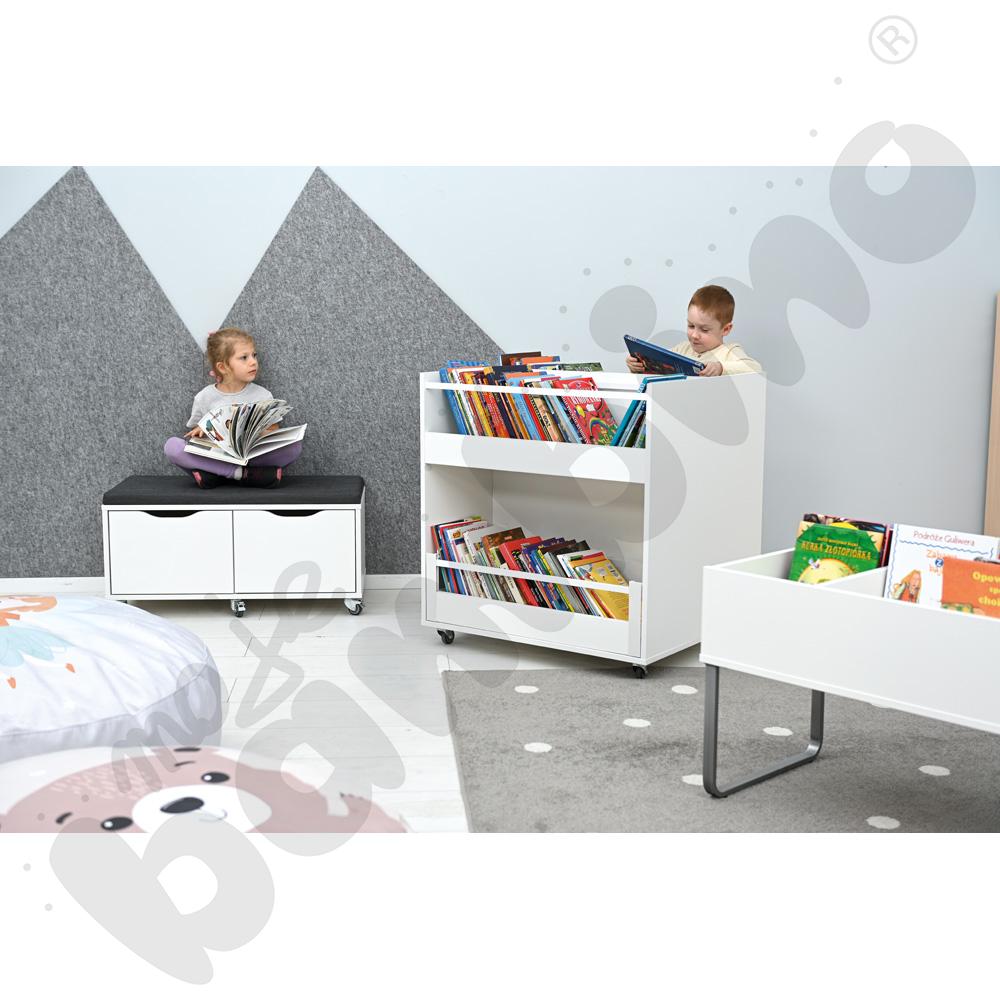 Mobilna szafka Comodo z siedziskiem - biała