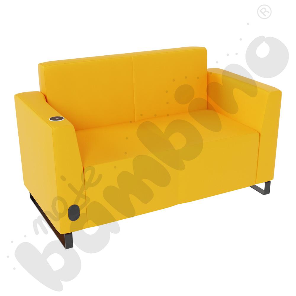 Sofa Universum 2-os. wys. 82 cm, 2 boki niskie, lewy z gniazdkiem elektrycznym i indukcją, tkanina MT09