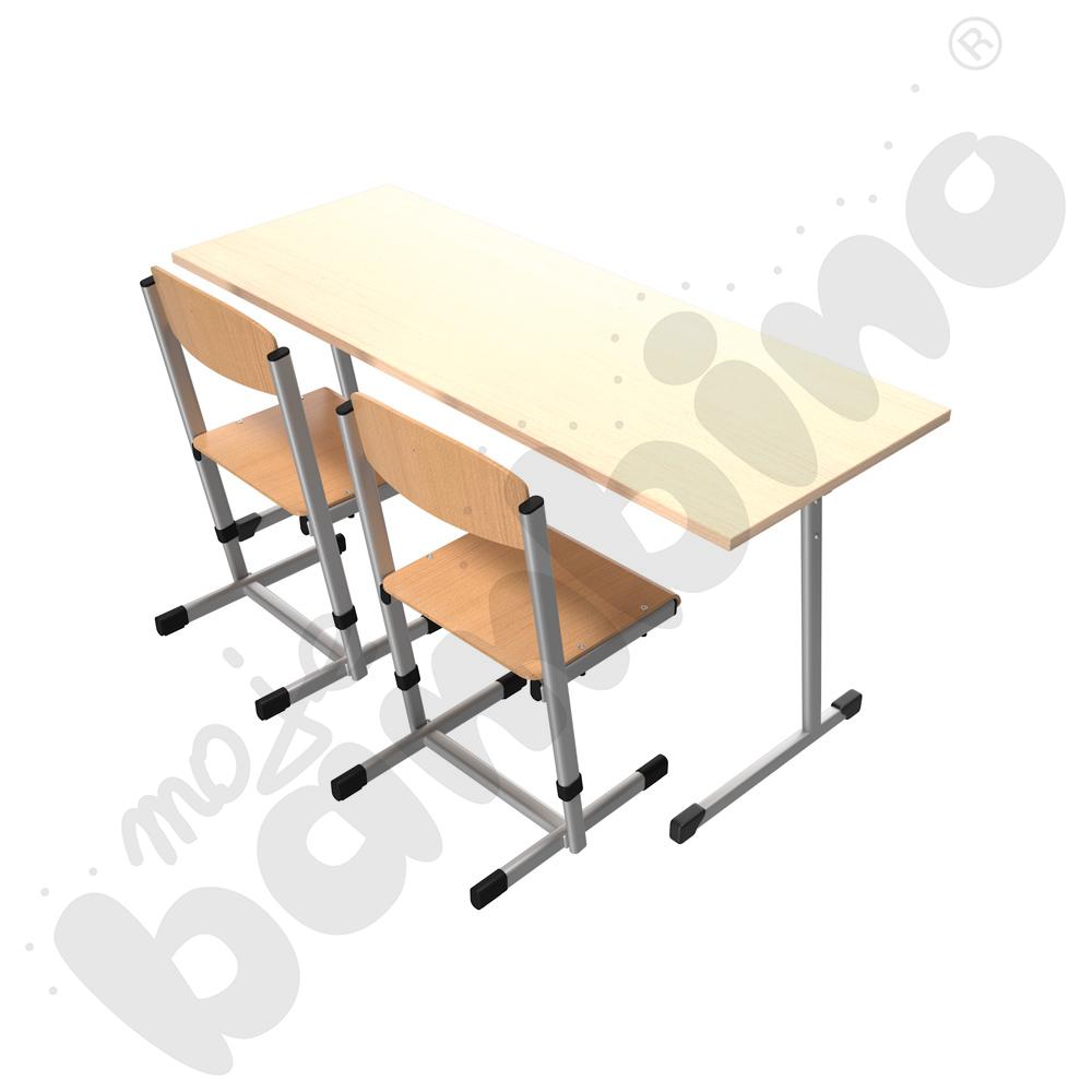 Stół T 2-os. klon 375 z krzesłami T, rozm. 3-4, aluminium