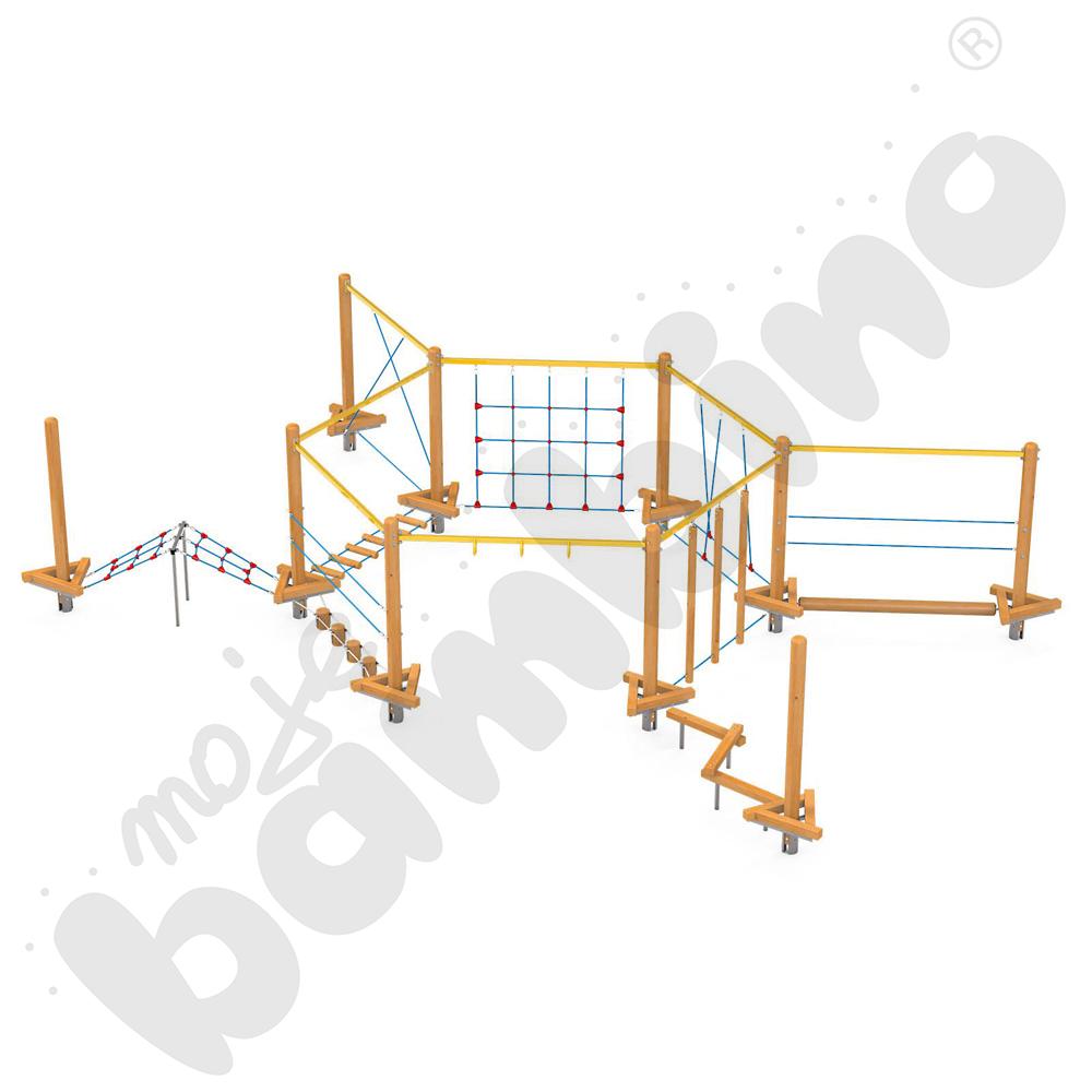 Zestaw Mini park linowy 7, drewniane słupy