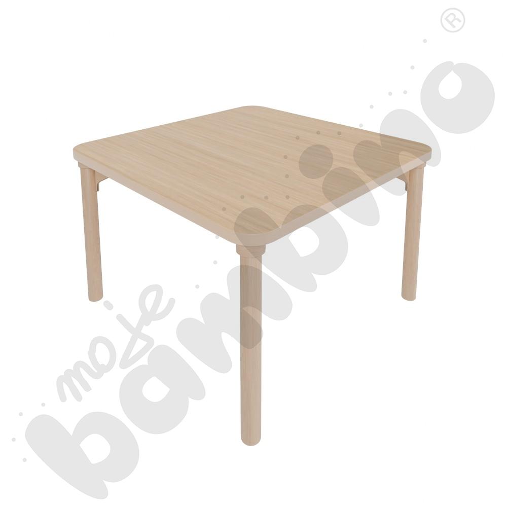 Stół Marcus kwadratowy 120 x 120 rozm. 4, stelaż drewniany brzozowy, stopka drewniana, blat HPL klon, narożniki zaokrąglone