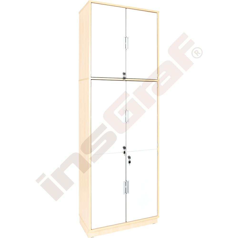 
Hochschrank, abschließbar, ohne Mittelwand, H 238, Ahorn Jylland - weiß (Quadro 112-180°)
