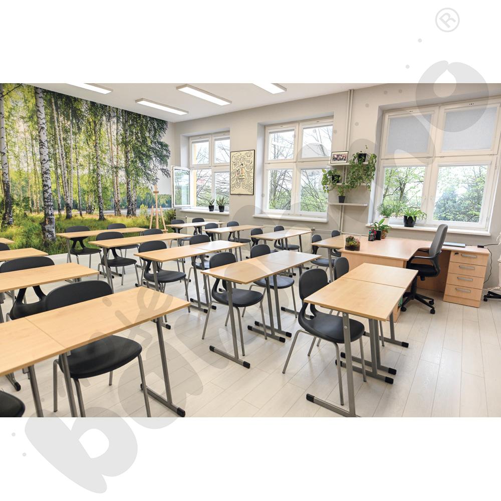 Stół T 70 x 50 rozm. 6, 1-os., stelaż aluminium, blat klon 375, obrzeże ABS, narożniki proste