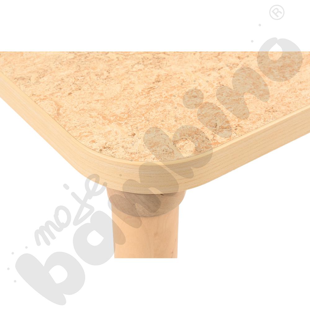 Stół Marcus 80 x 80 cm, rozm. 3, nogi drewniane brzozowe z 2 kółkami, blat cichy beżowy, obrzeże ABS