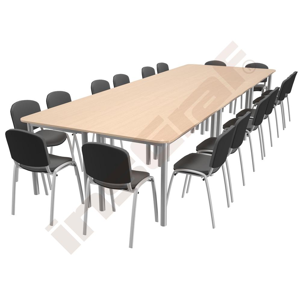 Konferenčné stoly so 16 stoličkami ISO Alu bledosivými