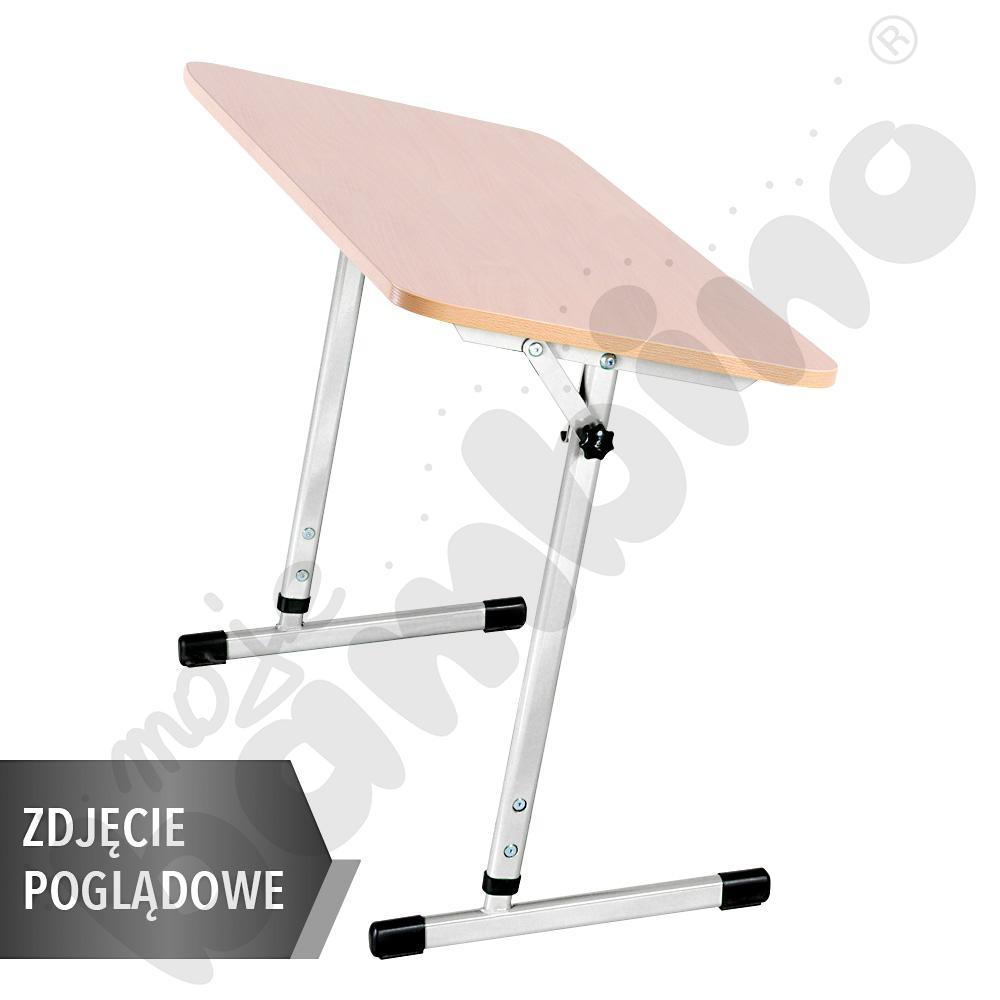 Stół T pochyły 100x50 rozm. 3-4, 1-os., stelaż aluminium, blat szary, obrzeże ABS, narożniki proste