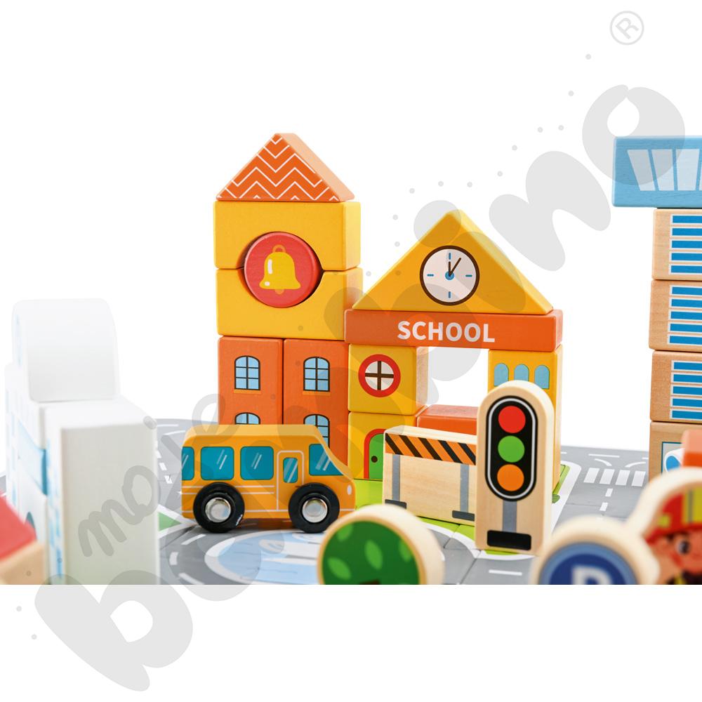 Klocki drewniane Miasto z akcesoriami, 100 elem.