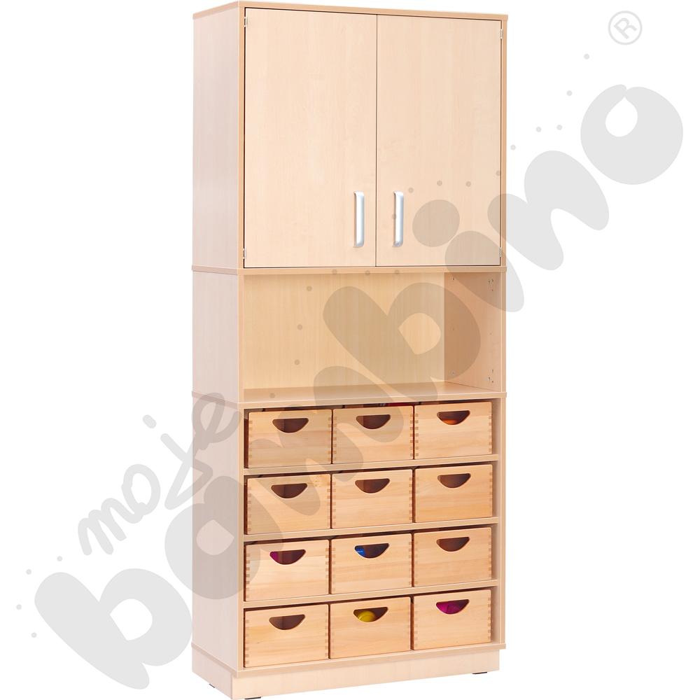 Szafka Flexi D z 3 półkami na cokole, brzoza