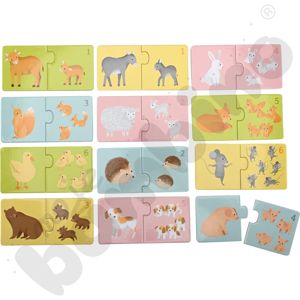 Puzzle duo - zwierzęta i ich młode 