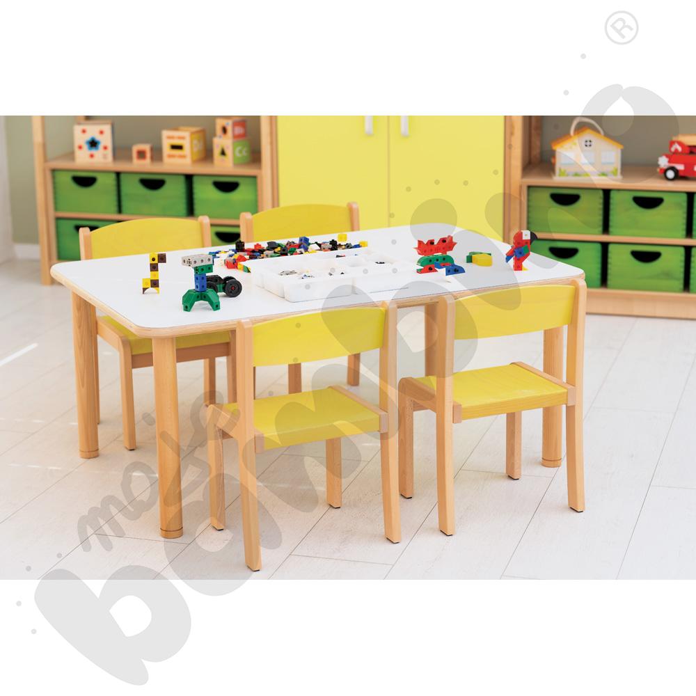 Stół Flexi prostokątny - biały, nogi bukowe