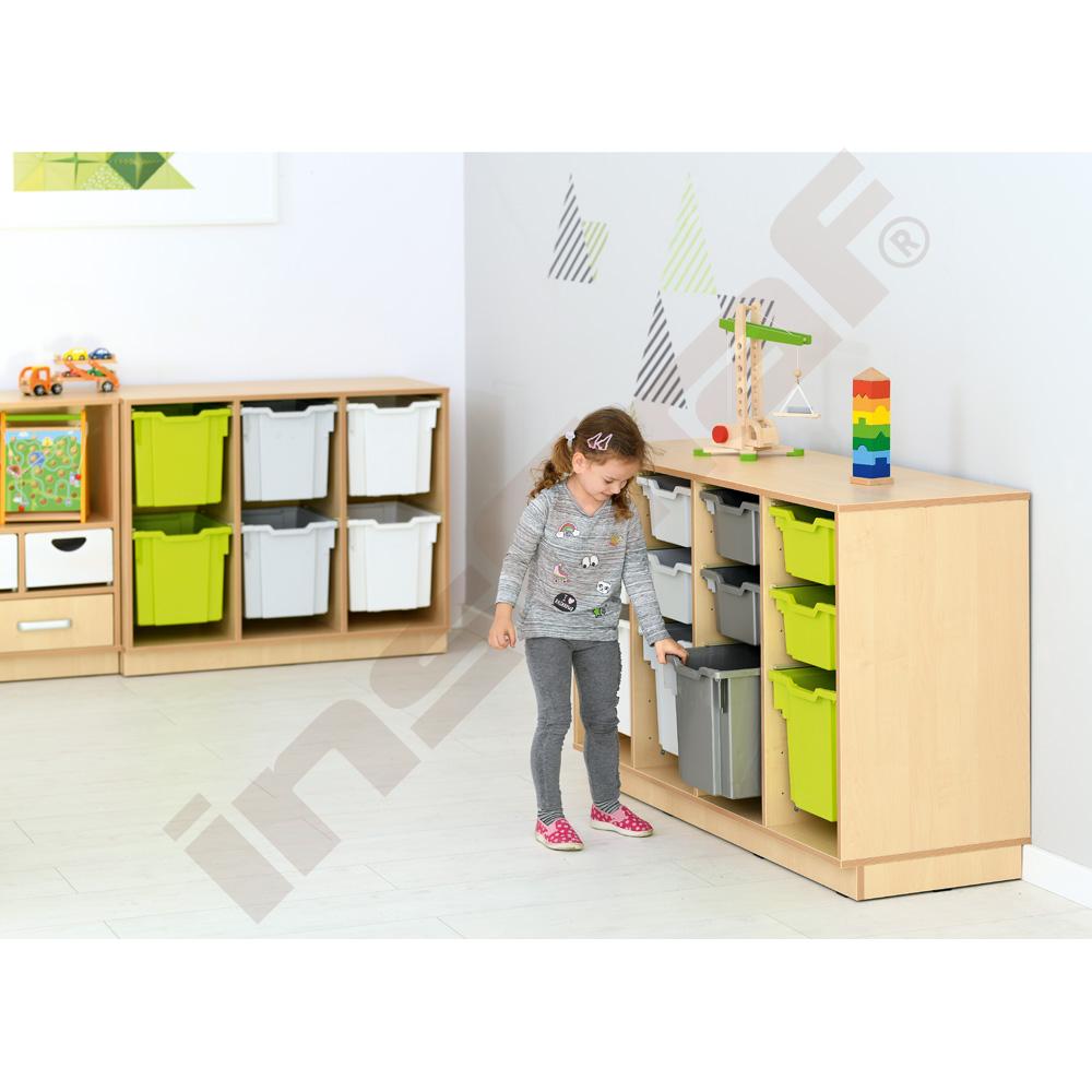 Skříňka Flexi D na zásobníky, se soklem - 4 sloupy