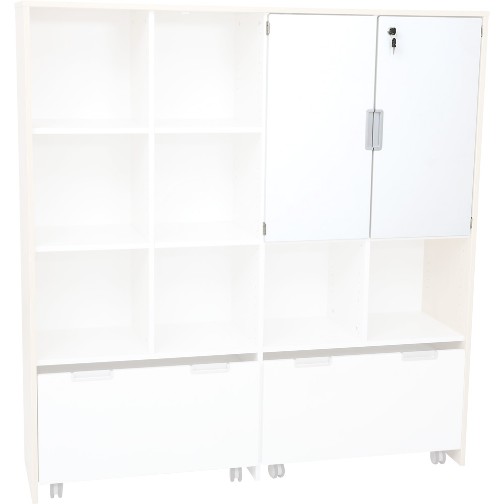 Quadro - stredné dvierka 90 st. so zámkom, tiché zatváranie, 1 pár - biele