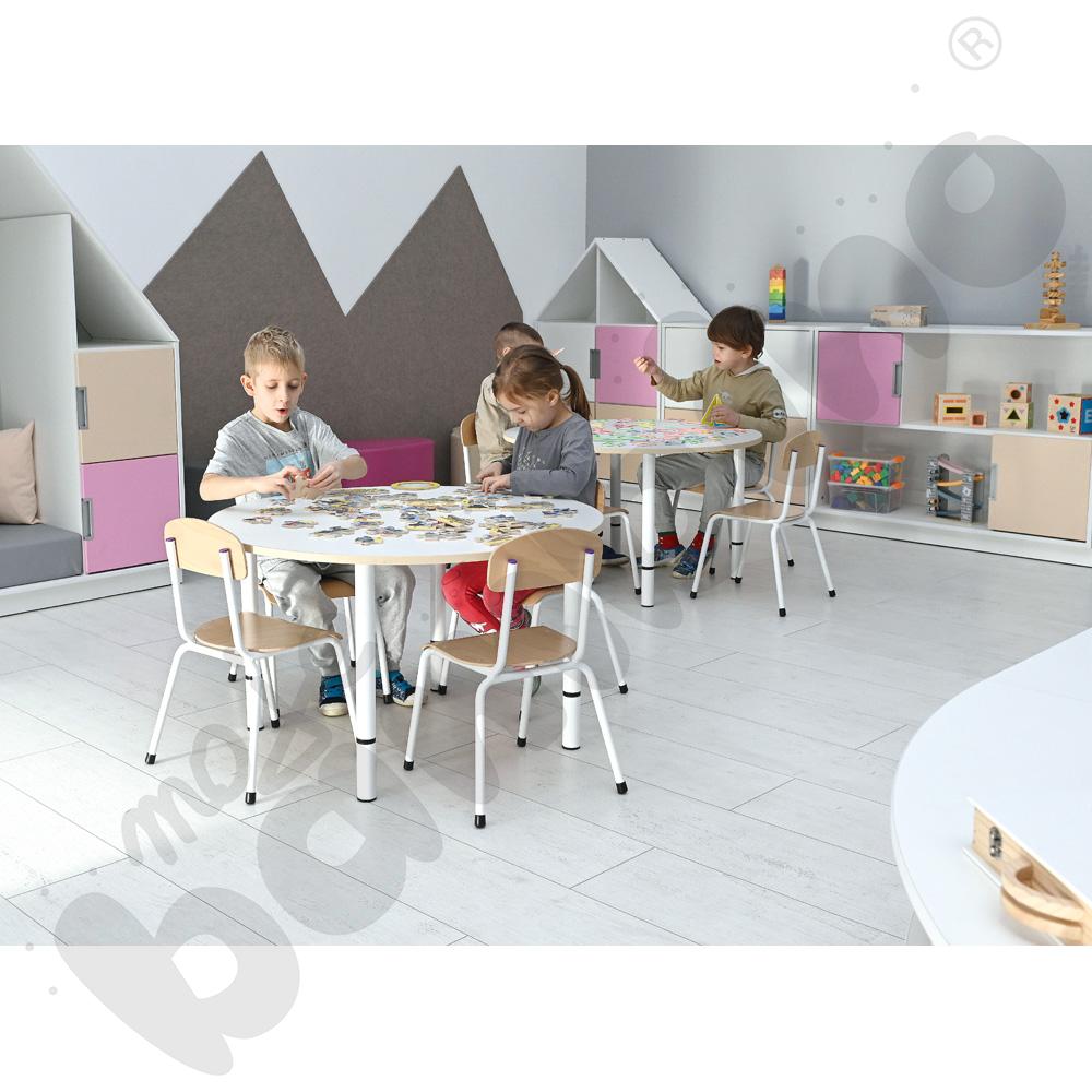 Blat Quadro biały okrągły, beżowe obrzeże