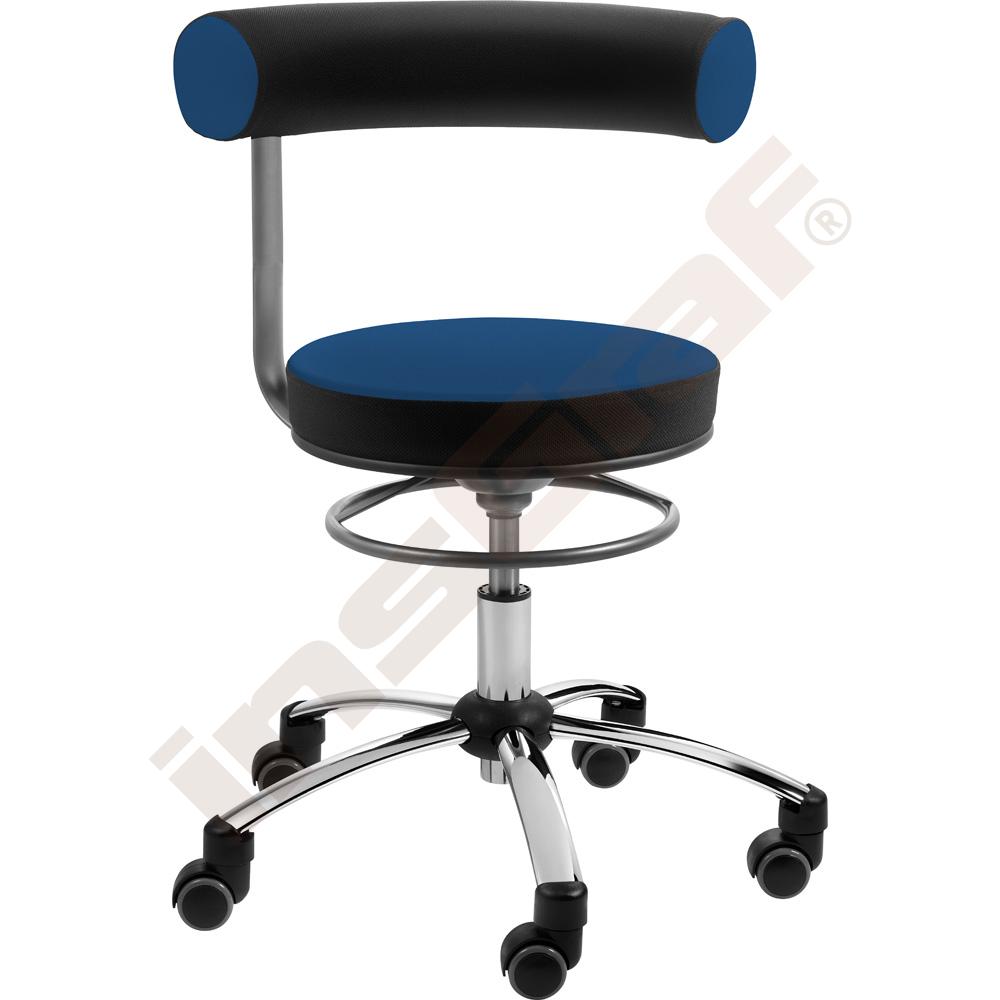 
Sanus Gesundheitsstuhl mit Kunstlederbezug, SH 36-43 cm, Rollen mit Rollstopp - blau/schwarz
