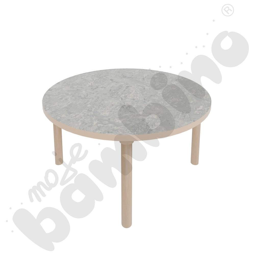 Stół Marcus śr. 90 cm, rozm. 1, nogi drewniane brzozowe, blat cichy jasnoszary, obrzeże ABS