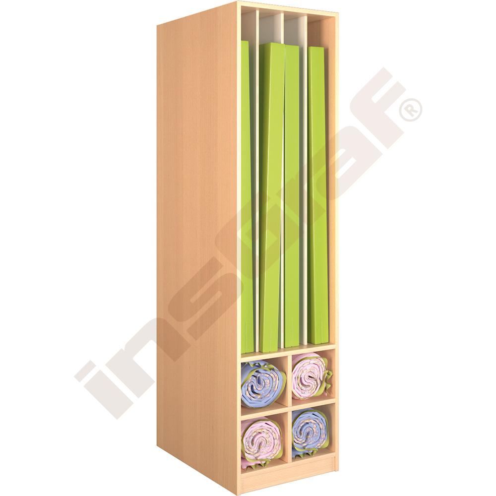 Regál na lůžkoviny, s prostorem na 4 matrace (8 cm) – bříza