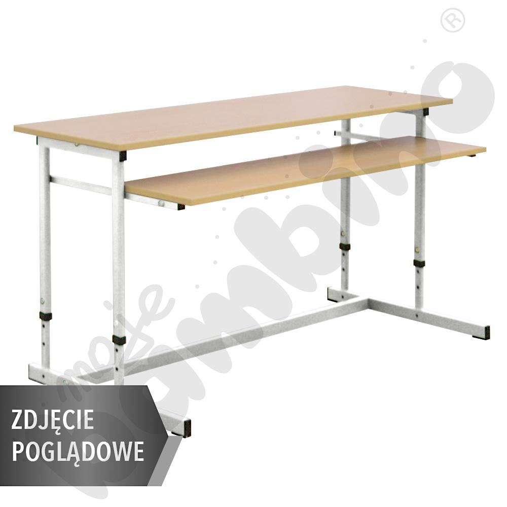 Stolik komputerowy NEO 2R, 2 os. 1300x450 z regulowaną wysokością 3-7 - aluminium - klon 375
