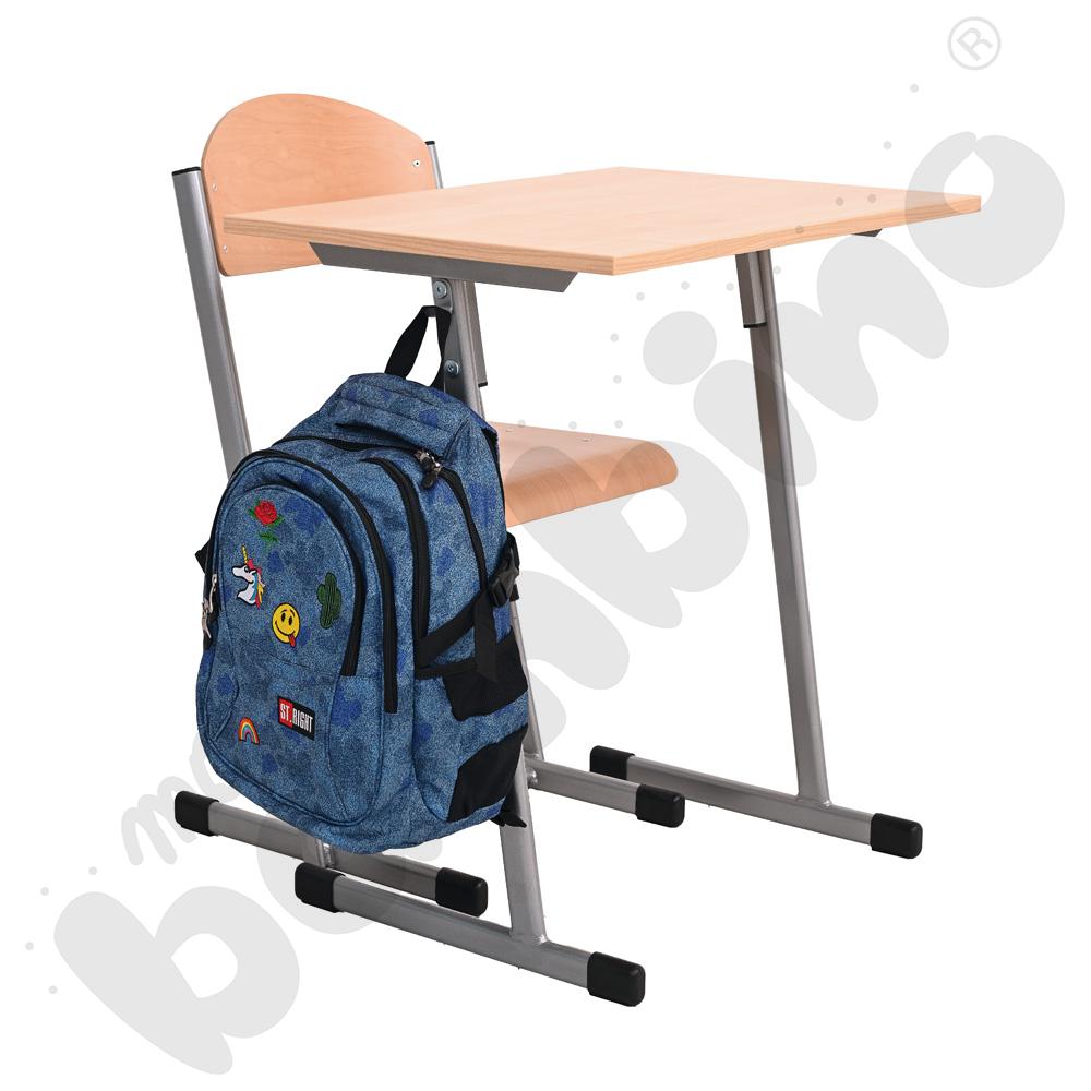 Stół T 1-os. klon 375 z krzesłem T, rozm. 3-4, aluminium