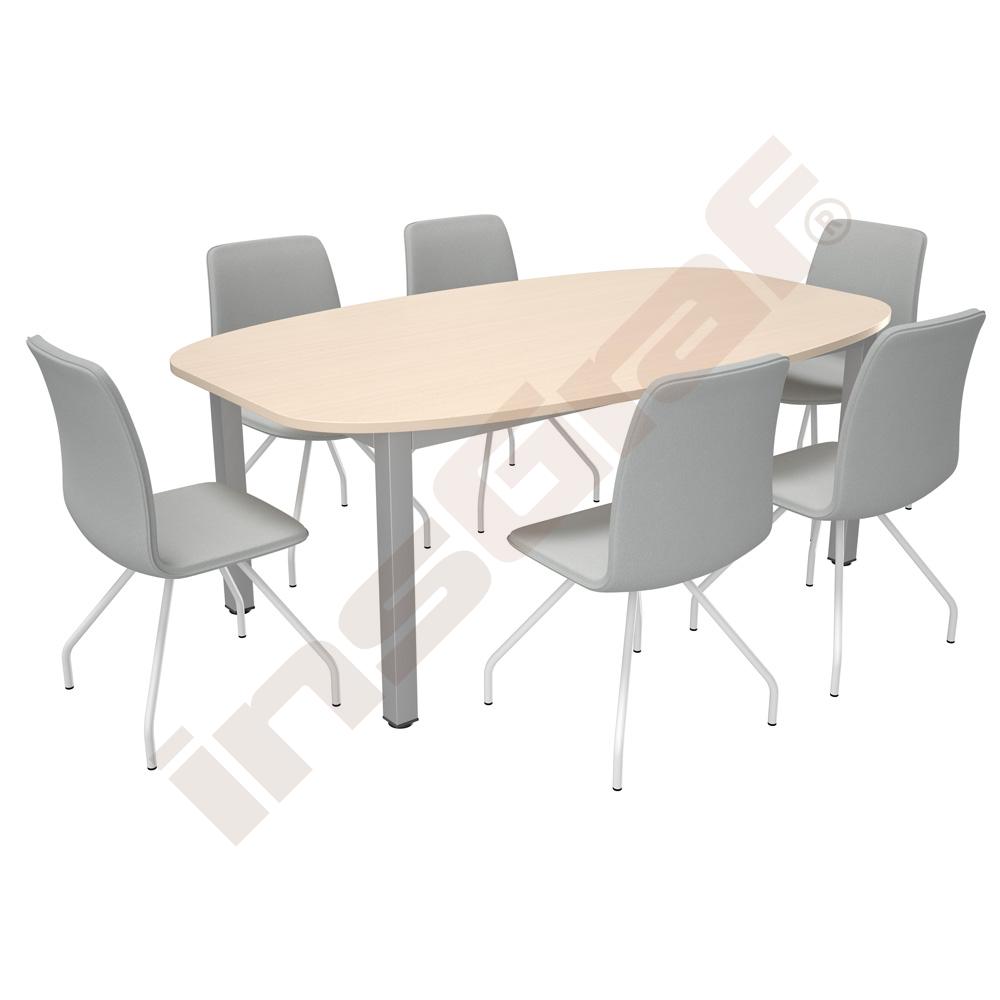 
Set Nr. 178 - Konferenztisch Grande (oval 200x120, Ahorn Jylland), mit Stühlen Presto
