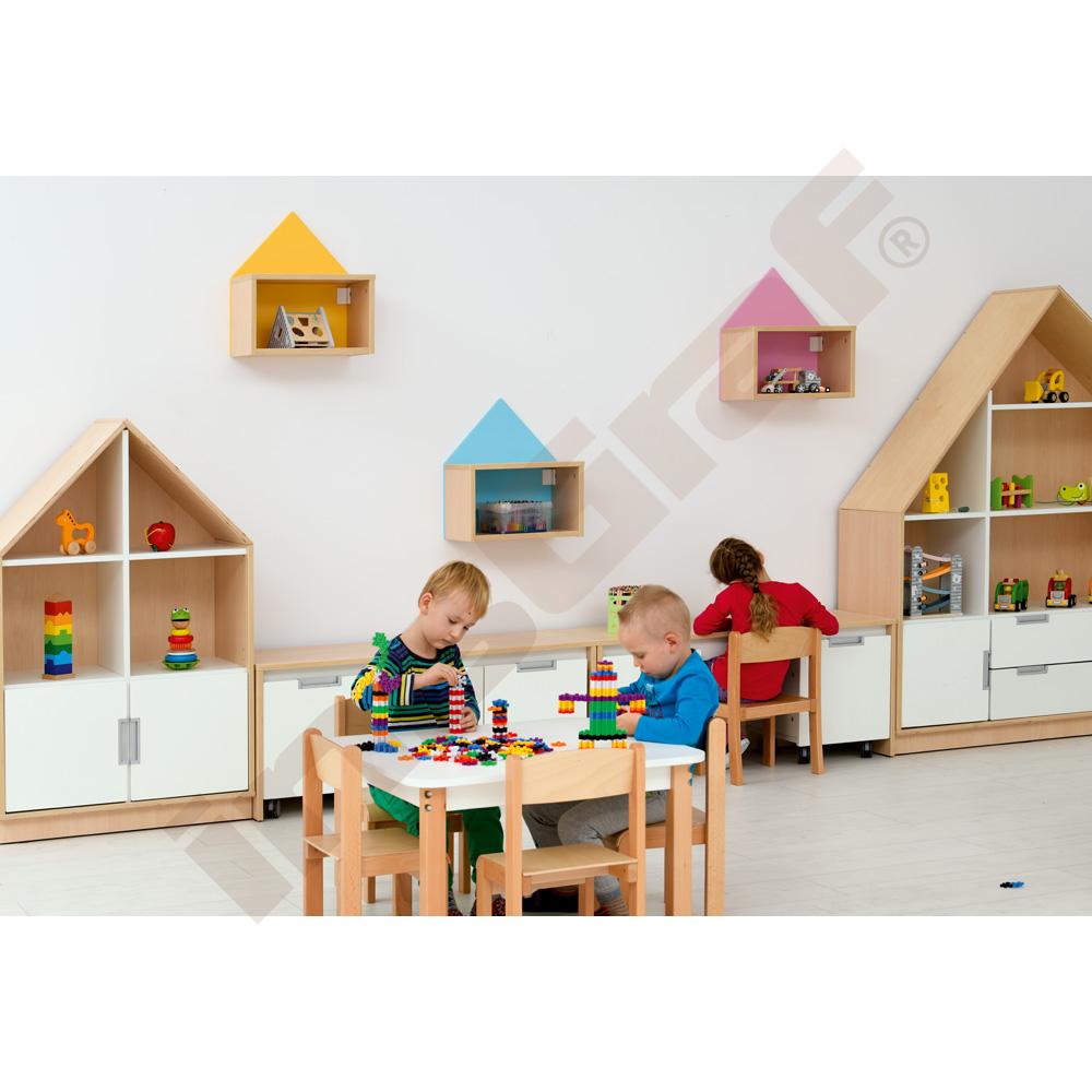 Závěsná skříňka Rika - domeček Quadro blankytný, korpus javor