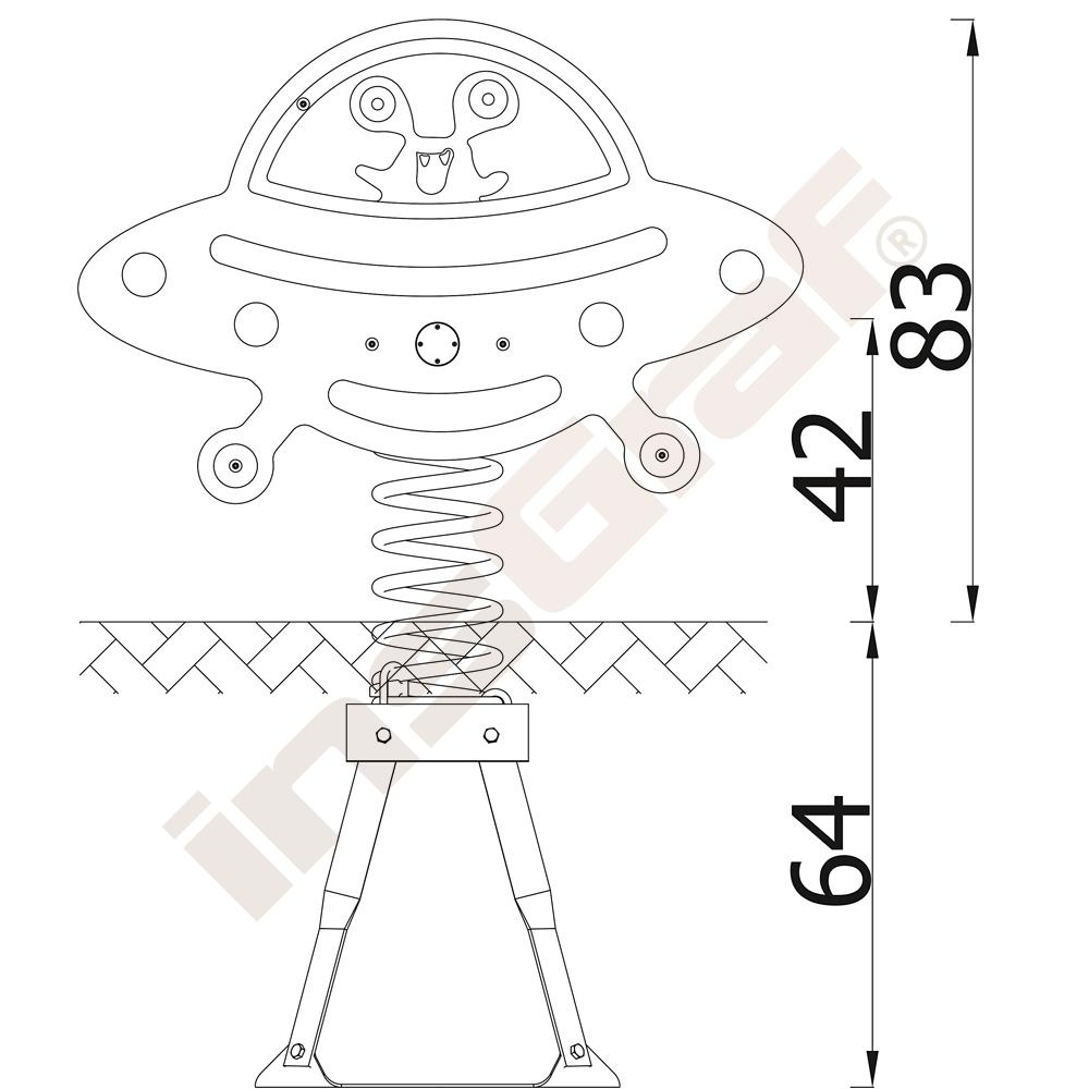Universum - pružinová houpačka UFO s kovovou základnou 