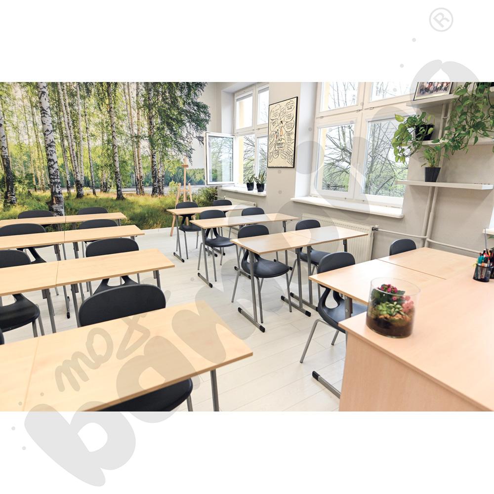 Stół T 70 x 50 rozm. 6, 1-os., stelaż aluminium, blat klon 375, obrzeże ABS, narożniki proste