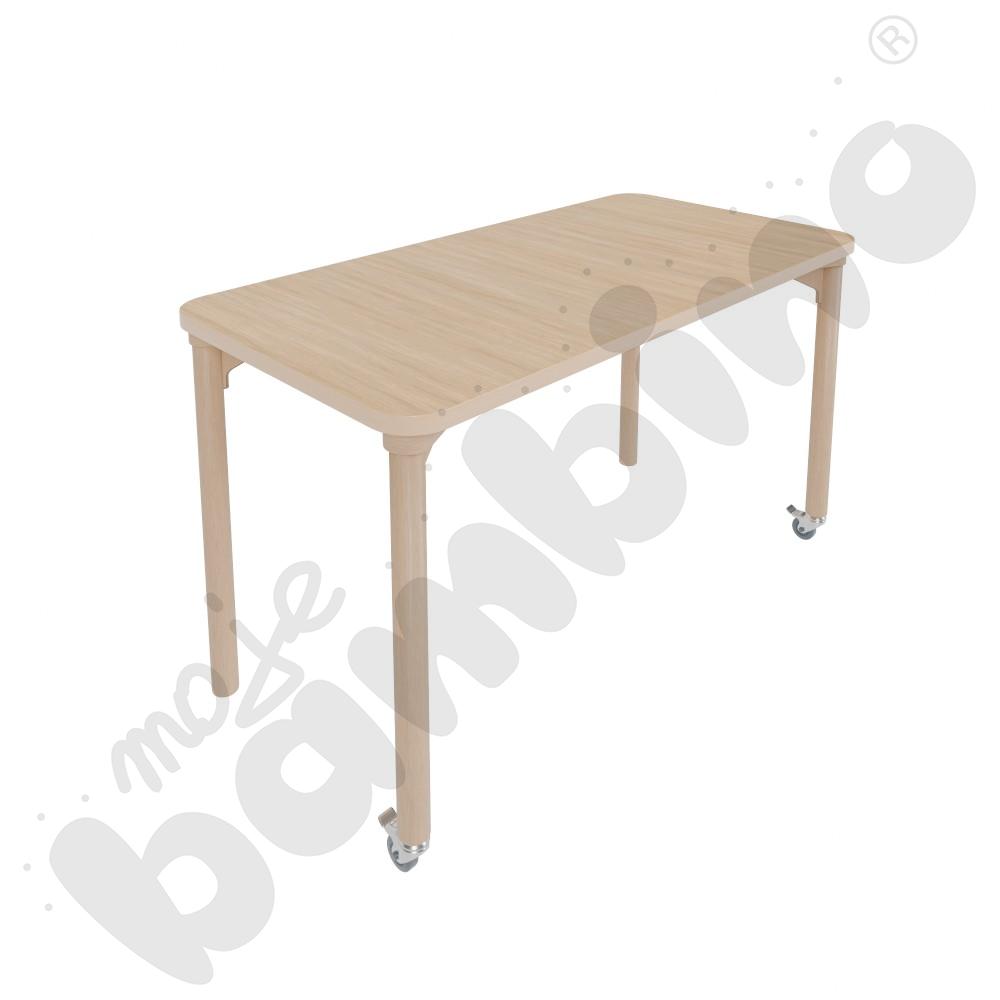 Stół Marcus 120 x 120 cm, rozm. 3, nogi drewniane brzozowe z 2 kółkami, blat HPL klon, obrzeże ABS