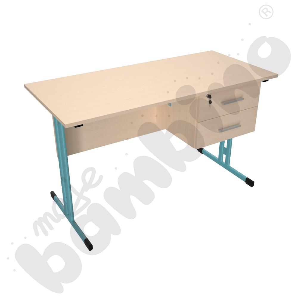 Biurko IN-R klon jasny, stelaż turkusowy