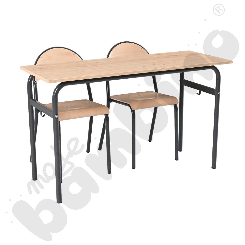 Stół Daniel 2-os. klon375 z krzesłami P, rozm. 6, antracytowy